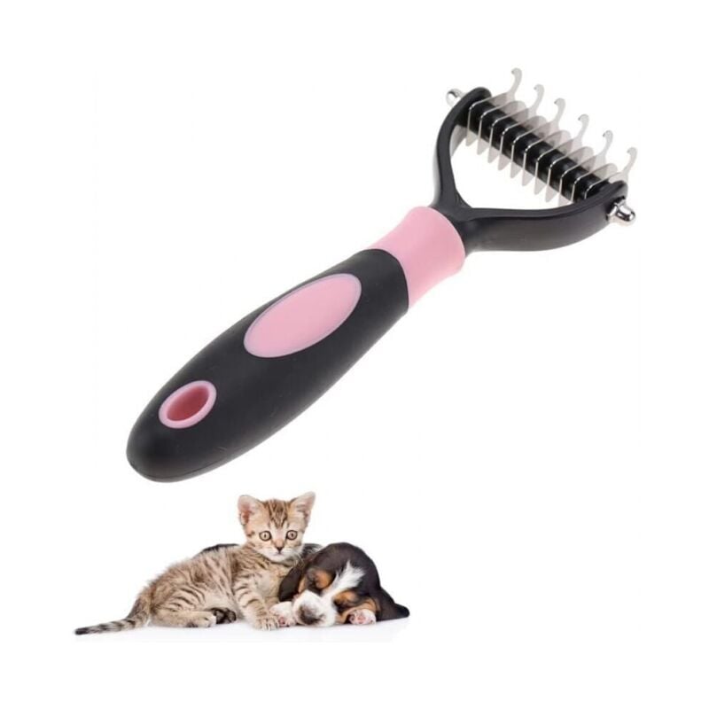 Image of Pettine per toelettatura per animali domestici in acciaio inossidabile Spazzola per pettine per nodi professionale con rastrello per sottopelo su 2