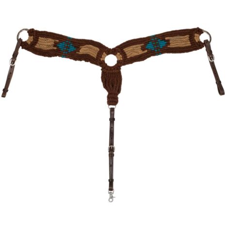 Pettorale western in cuoio con intreccio in corda modello Native