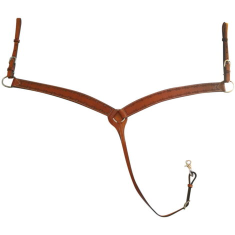 Pettorale western in cuoio con lavorazione barbwire: Taglia unica cob/full, Chestnut