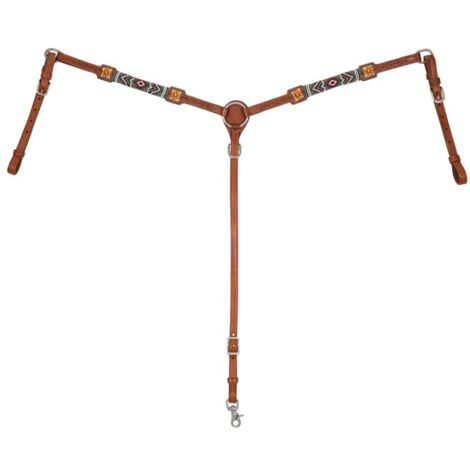 Pettorale western in cuoio decorato con perline in stile Navajo