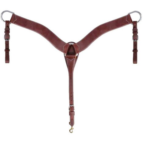 Pettorale western in cuoio doppiato con cuciture a contrasto e fibbie in acciaio inossidabile