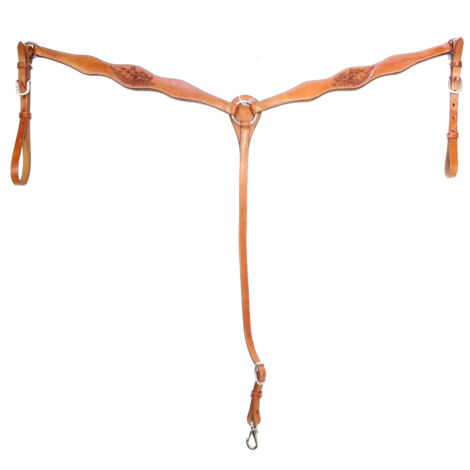 Pettorale western in cuoio sagomato con decorazione floreale Brad Ren's: Full, Golden Brown 05