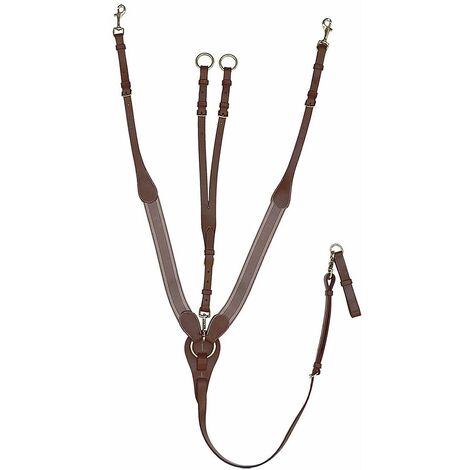 Pettorale ad Y per pony con cinturini elastici lunghi in cuoio e martingala regolabile: pony, nero (10)