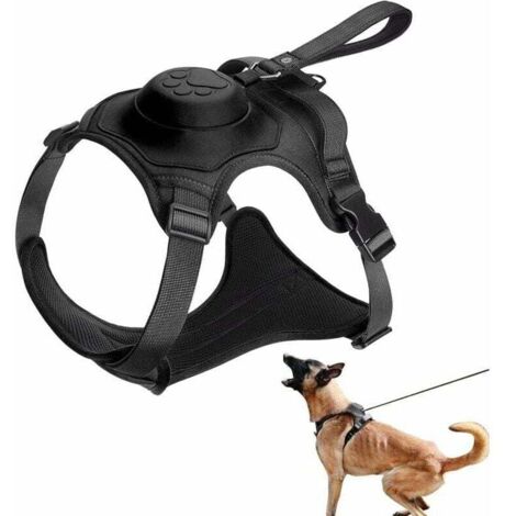 Pettorina e guinzaglio anti-tiro per cani - Pettorina per cani tutto in uno - Guinzaglio retrattile con blocco automatico integrato (taglia: M)