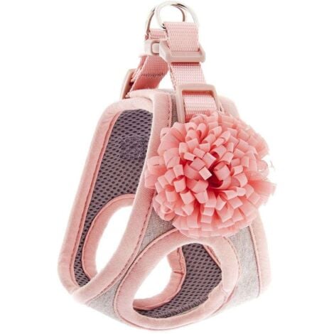 Pettorina imbottitura in Air Mesh e cotone con fiore modello Bella per cani: S 32-39 cm