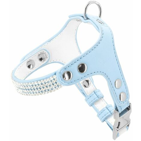 Pettorina in similpelle con fibbia in metallo Paris con strass per cani: 1,5 x 25-33 cm pettorina - rosa