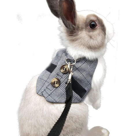 Pettorina regolabile per costume da coniglio, set di imbracatura e guinzaglio per piccoli animali, conigli, criceti, gatti - Grigio M