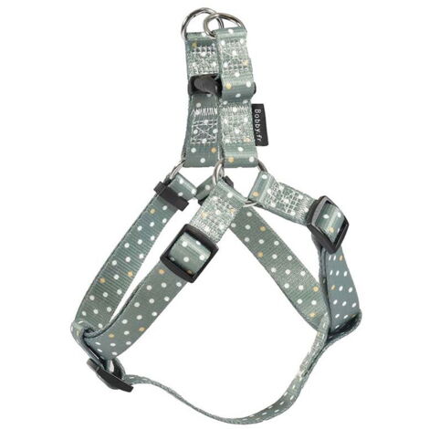 Pettorina verde 25-37x1cm: Pettorina in nylon verde decorazioni a pois bianchi modello Pretty per cani