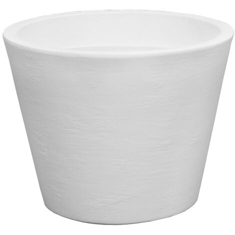 PETUNIA RÚSTICA Vaso rotondo da interno ed esterno per piante e fiori Molto resistente al passare del tempo. Realizzata in polietilene in Spagna - Bianco