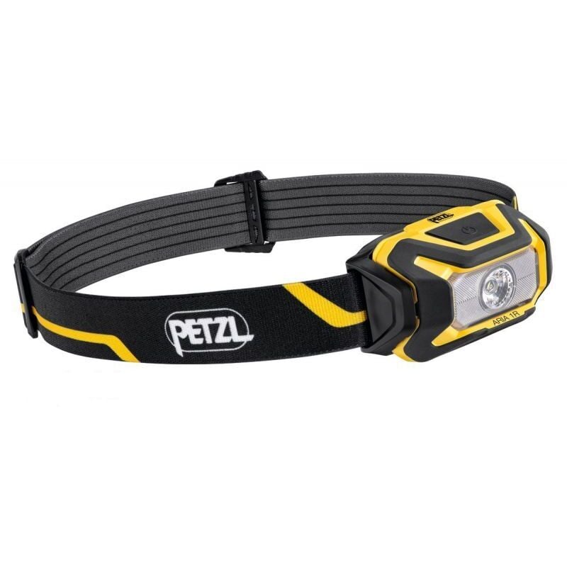 Petzl - Lampe frontale compacte Aria 1R Etanche - 450 lumens - Noir/jaune- Batterie incluse - E069CA00