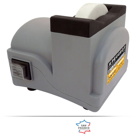 Peugeot – Aiguiseuse à eau 100 mm – Meule corindon blanche Gr100 – Puissance 53W – Vitesse 250 tr/min pour affûtage précis