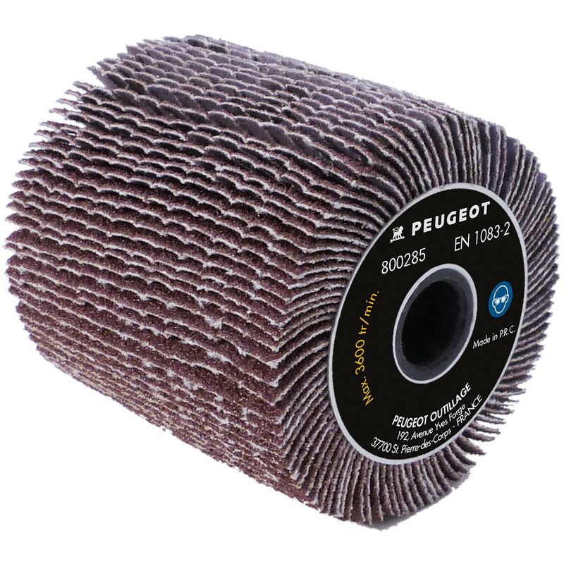 Peugeot Outillage - Brosse lamelles abrasives grain 80, Ø80x100mm pour rénovateur Brushless EnergyBrush-18VBL.