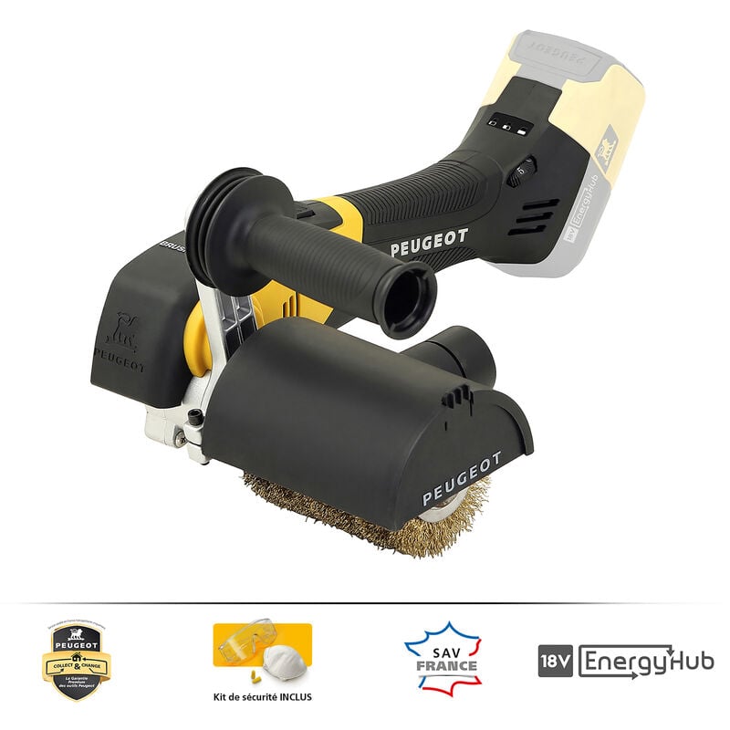 Peugeot Psp - EnergyBrush-18VBL Rénovateur ss fil brushless 18V, brosse laitonnée, vit. variable, machine nue sans batterie - Garantie 3 ans, sav++