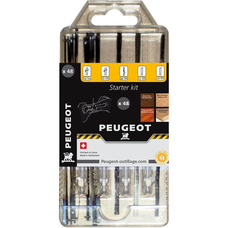 Peugeot Psp - Kit de 48 lames pour scie à chantourner Longueur 127 mm, Nombre de dents 12-18 tpi ,