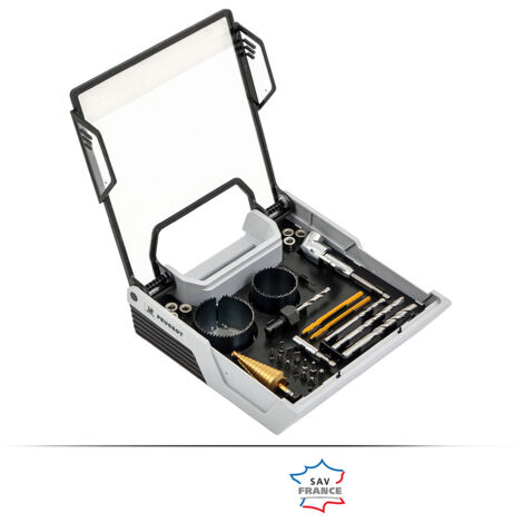 Peugeot – Mallette de rangement 29 pcs – Acier inoxydable et plastique – Dimensions 40x30x10 cm – Pour travaux de plâtrage et finitions