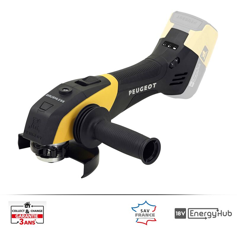 EnergyGrind-18VBL Meuleuse d'angle ss fil brushless 18V Ø125mm, variateur vitesse, machine nue sans batterie - Garantie 3 ans, sav++ Collect & Change