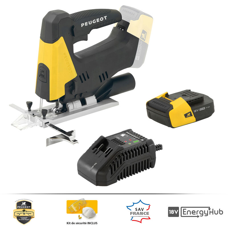 EnergySaw-J18V - Scie sauteuse 18V, fixation de lame universel (t,u,l), 1 batterie Li-Ion 2,0Ah et chargeur - Garantie 3 ans, sav++ Collect & Change