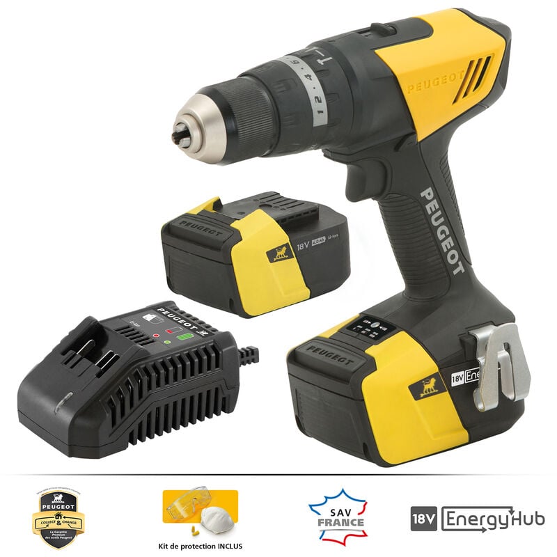 EnergyDrill-18VP40N - Perceuse à percussion 18V 67N.m + 2 batteries 4,0Ah et son chargeur - Garantie 3 ans , sav++ Collect & Change