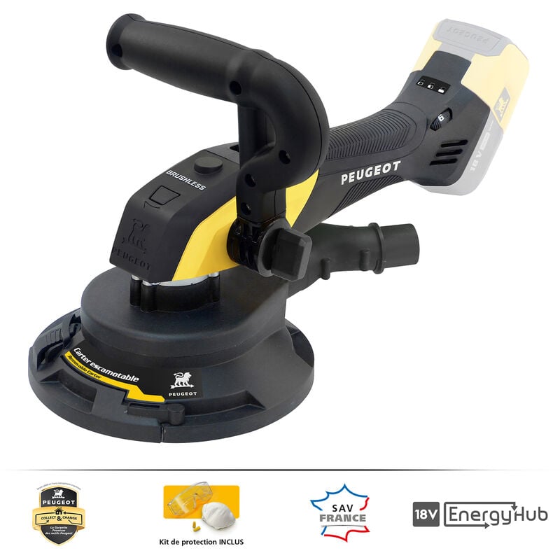 Peugeot Psp - Energysand-18VBL-ASP Ponceuse plâtre ss fil brushless 18V,Ø150mm, 6 disques , aspi. intégrée,machine nue -Garantie 3 ans, sav++ Collect