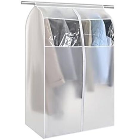 PEVA-Staubschutzhülle für Kleiderstangen - 80 x 60 x 90 cm - Transparent - Wasserdichte Reise-Aufbewahrungshülle mit Reißverschluss