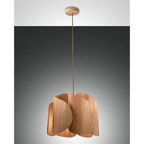 PEVERO LAMPADARIO A SOSPENSIONE COLORE FRASSINO IN METALLO E LEGNO 1 LUCE ATTACCO E27