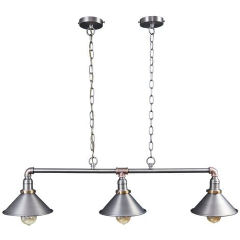 Pewter, Brass & Copper 3 Way Over Table Ceiling Light