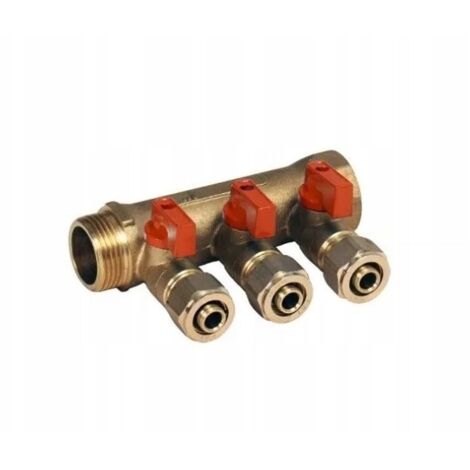 PEX 16 1X16 Verteiler 3 Kreisläufe Abschnitte für Warmwasser DHW Rot