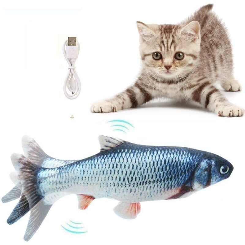 

Abcrital - Pez de juguete para gato, juguete de pez, juguete de pez electrónico, simulación de movimiento, recargable por USB con hierba gatera (cebo