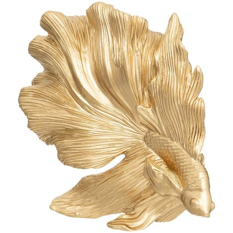 ATMOSPHERA CRÉATEUR D'INTÉRIEUR Jiling pez decorativo en resina H12cm dorado - Modelo b