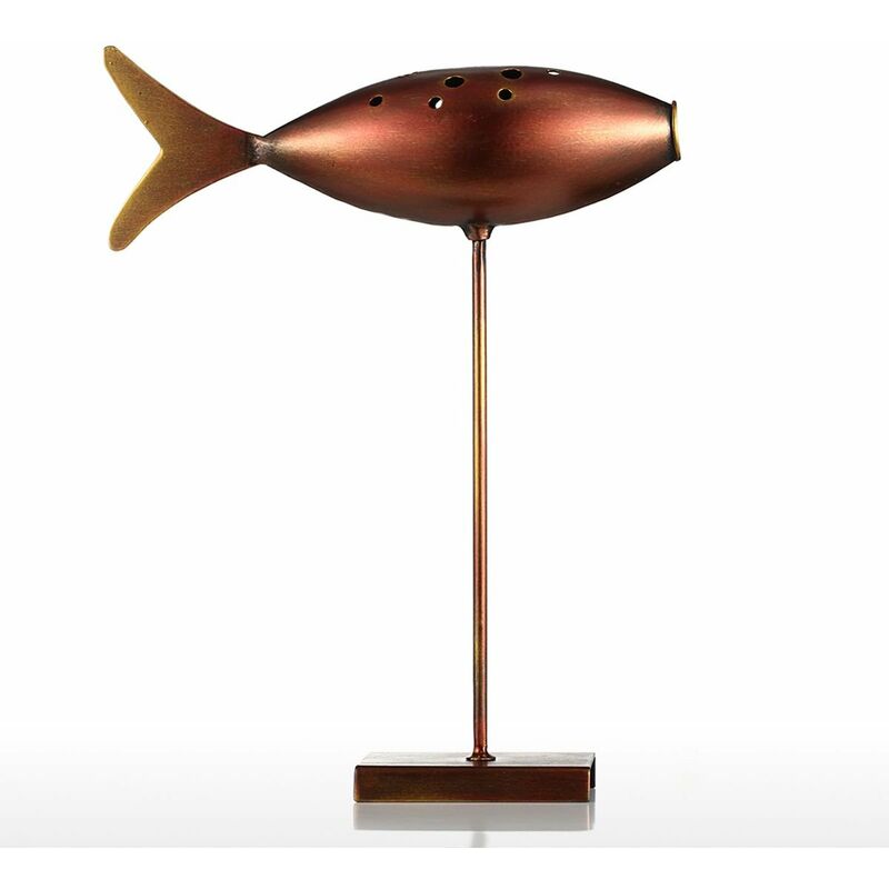 

Pez submarino Tooarts Escultura de metal Decoracion del hogar Escultura creativa Pez,marron
