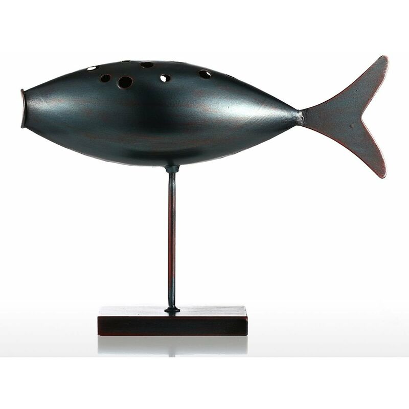 

Pez submarino Tooarts Escultura de metal Decoracion del hogar Escultura creativa Pez,Azul oscuro