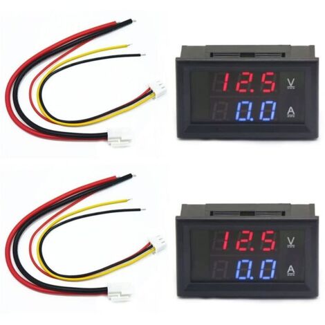 pezzi 0,28" LED voltmetro amperometro, rosso e blu rilevatore di tensione amperometro pannello amperometro voltmetro, DC 0-100V 10A per 12V/24V Ampere Volt Amperometro pannello calibro