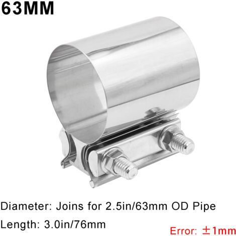 pezzi Ø 63 mm anello di scarico in acciaio inox connettore tubo in acciaio inox, connettore tubo anello di scarico Ø 63 mm a Ø 67 mm