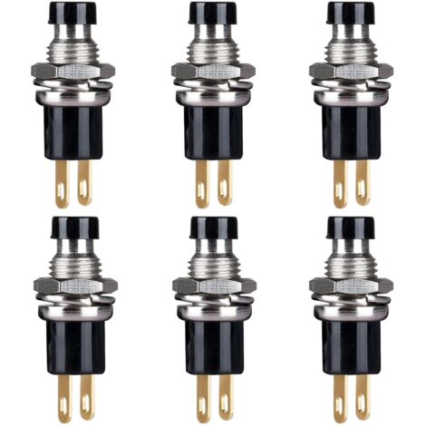 pezzi autobloccanti 7mm mini SPST pulsante ON/OFF tipo di bloccaggio 2 pin pulsante rotondo 3V-6V-12V-24V-230V / 1A mini interruttore per modellismo ferroviario hobby (nero)