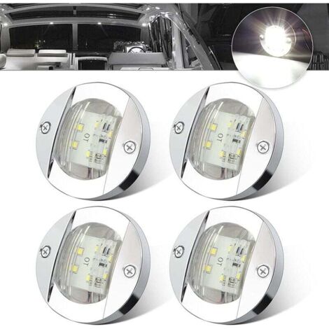 pezzi bianco DC12V 6 LED luci di posizione laterali luci di navigazione impermeabili per barche marine yacht luci di poppa per ancoraggio a poppa rotonda lampada luce di cortesia con cornice cromata