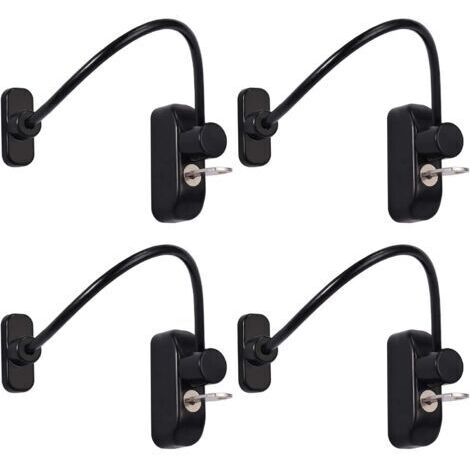 pezzi Blocco per finestra scorrevole, limitatore per porta, blocco per porta scorrevole, fili di bloccaggio - Nero con chiave in acciaio inossidabile, garage, armadio