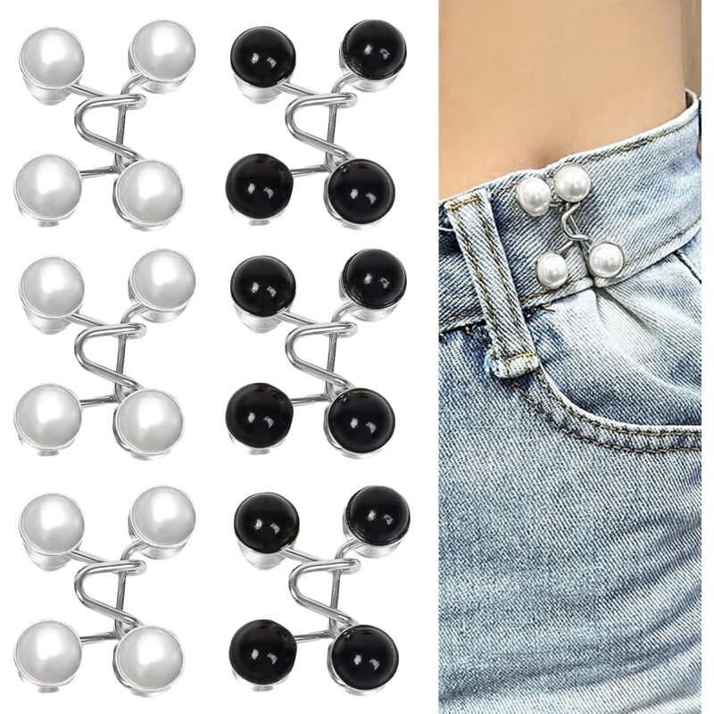 Image of pezzi Bottoni per Jeans, Spille per Jeans, Accessori per Cucire, Bottoni per Jeans con Clip, Spille per Jeans con Perle, Set di Fibbie Regolabili