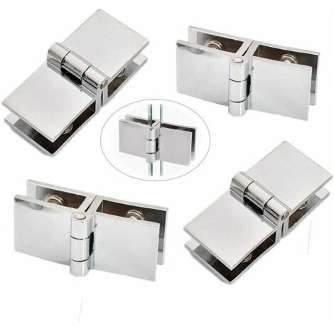 pezzi Cerniera per porta in vetro 180°, Cerniera per porta in vetro, Cerniera per porta in vetro in lega di zinco, Porta in vetro con clip, Facile installazione e durevole per vetrina, mobile