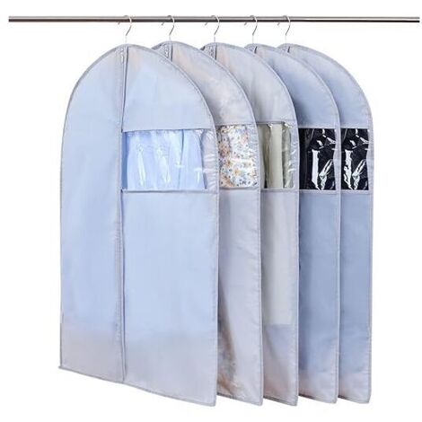 pezzi Copriabiti trasparenti con finestra visibile Copriabiti da viaggio Antipolvere Impermeabile Antitarme 60x100cm Grigio