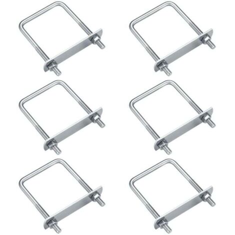 pezzi di bulloni a U, bulloni a U M6, bulloni a U in acciaio inossidabile con dado, piastre e rondelle, bulloni di serraggio per il fissaggio di tubi (angolo retto 80x50 mm)