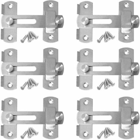 pezzi di chiavistelli per porte in acciaio inossidabile, serratura di sicurezza per porte, chiavistello per porte con viti per cabina, porta, armadio, cassetto, finestre - Argento