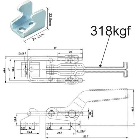 pezzi di chiusura a leva in metallo, chiusura antiscivolo da carpentiere, chiusura a leva in acciaio inossidabile, morsetto per ginocchio del rimorchio, 318 kg / 701 lb per porte, macchinari, auto