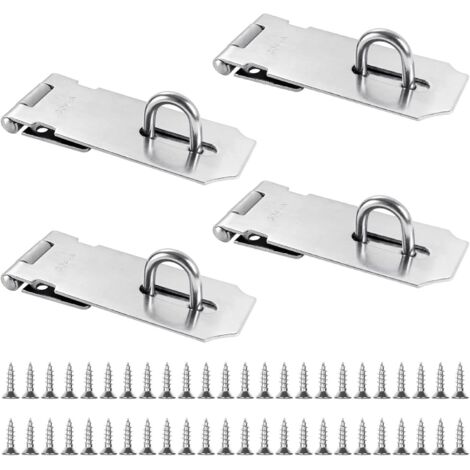 pezzi di chiusura da 4 pollici, clip di chiusura a lucchetto, serratura per porta in acciaio inossidabile, con 36 viti per giardino, porte, armadi (argento)