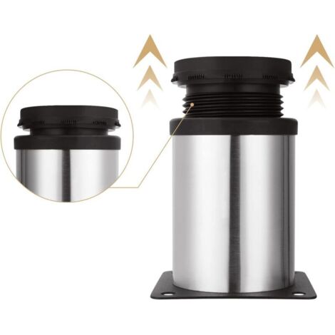 pezzi di gambe per mobili regolabili, altezza 80 mm, gambe per armadi, gambe rotonde per mobili, gambe per divani, gambe per tavoli in acciaio inox spazzolato, altezza regolabile 0-10 mm