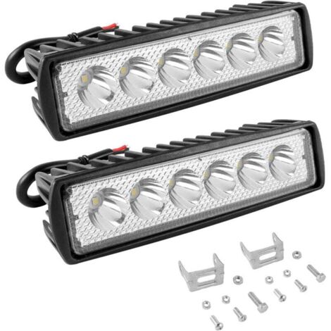 pezzi di luci da lavoro a LED da 18 W, faretti a LED per auto da 12 V con luci di inondazione, fendinebbia a LED per moto, SUV, camion, auto fuoristrada