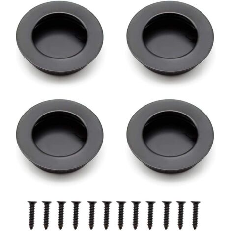 pezzi di maniglie rotonde incassate, maniglie per porte scorrevoli in acciaio inossidabile da 40 mm, maniglie per mobili nere utilizzabili per cassetti, armadi, mobili personalizzati