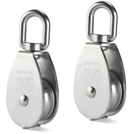 pezzi di puleggia singola in acciaio inox, puleggia in acciaio inox 304 M25, portata 400 kg - Argento