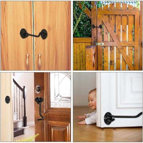 pezzi di serratura per porta scorrevole, gancio per cabina da 4 pollici, fermo per porta in acciaio inossidabile, gancio per porta per serrature per porte da fienile (nero)