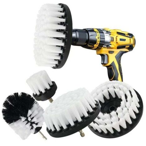 pezzi di spazzola per la pulizia del trapano, spazzola per trapano, auto, piastrelle, moquette, vasca da bagno, cucina, WC, bianco