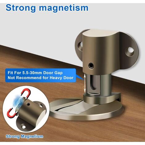 pezzi fermaporta magnetico, fermaporta magnetico invisibile fermaporta magnetico fermaporta in metallo regolabile senza forare il pavimento, con adesivo e viti (rame)